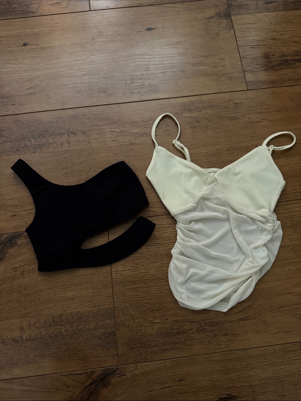 Bundle: Garage Black Ribbed stretch crop and sheer cami.